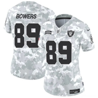 Women's Las Vegas Raiders #89 Brock Bowers 2024 F.U.S.E Arctic Camo Salute To Service Limited Stitched Jersey(Run Small)