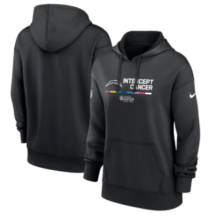 Women's Los Angeles Chargers 2022 Black NFL Crucial Catch Therma Performance Pullover Hoodie(Run Small)