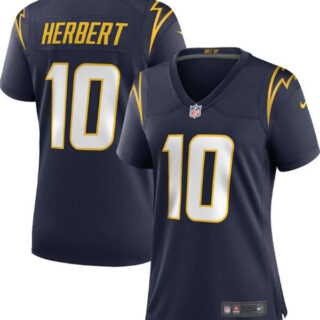 Women's Los Angeles Chargers #10 Justin Herbert Navy Vapor Untouchable Limited Stitched Jersey