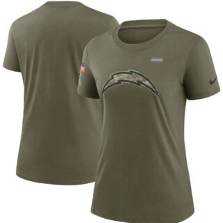 Women's Los Angeles Chargers Olive 2021 Salute To Service T-Shirt (Run Small)