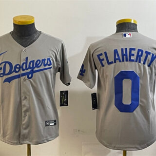 Women's Los Angeles Dodgers #0 Jack Flaherty Grey Cool Base Stitched Baseball Jersey(Run Small)