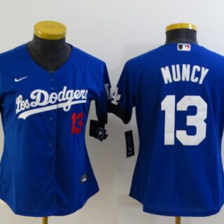 Women's Los Angeles Dodgers #13 Max Muncy Blue 2021 City Connect Number Cool Base Stitched Jersey