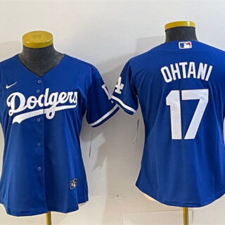 Women's Los Angeles Dodgers #17 Shohei Ohtani Blue Stitched Jersey(Run Small)