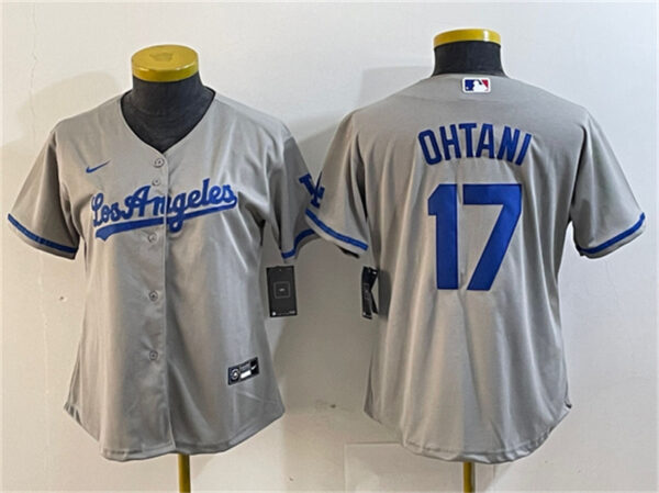 Women's Los Angeles Dodgers #17 Shohei Ohtani Grey Stitched Jersey(Run Small) 3
