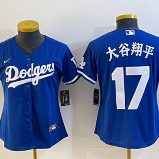 Women's Los Angeles Dodgers #17 u5927u8c37u7fd4u5e73 Blue Stitched Jersey(Run Small)