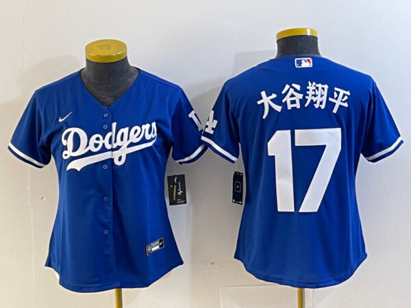 Women's Los Angeles Dodgers #17 u5927u8c37u7fd4u5e73 Blue Stitched Jersey(Run Small)