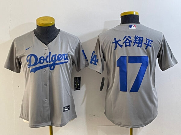 Women's Los Angeles Dodgers #17 u5927u8c37u7fd4u5e73 Grey Stitched Jersey(Run Small)