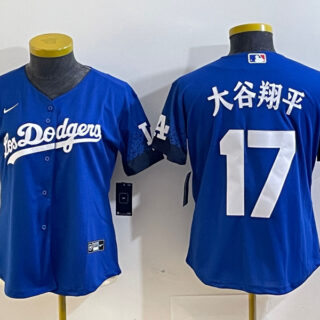 Women's Los Angeles Dodgers #17 u5927u8c37u7fd4u5e73 Royal City Connect Stitched Jersey(Run Small)