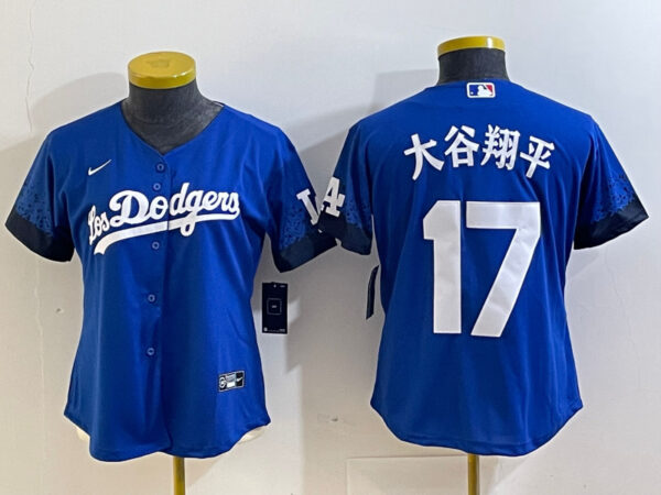 Women's Los Angeles Dodgers #17 u5927u8c37u7fd4u5e73 Royal City Connect Stitched Jersey(Run Small)