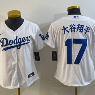 Women's Los Angeles Dodgers #17 u5927u8c37u7fd4u5e73 White Stitched Jersey(Run Small)