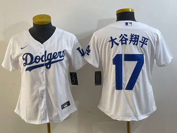 Women's Los Angeles Dodgers #17 u5927u8c37u7fd4u5e73 White Stitched Jersey(Run Small)