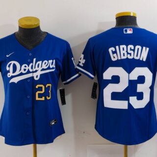 Women's Los Angeles Dodgers #23 Kirk Gibson Blue Stitched Jersey(Run Small)