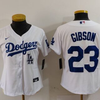 Women's Los Angeles Dodgers #23 Kirk Gibson White Stitched Jersey(Run Small)