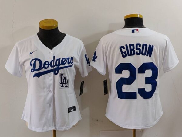Women's Los Angeles Dodgers #23 Kirk Gibson White Stitched Jersey(Run Small)