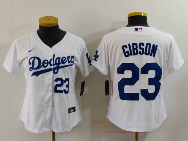 Women's Los Angeles Dodgers #23 Kirk Gibson White Stitched Jersey(Run Small)