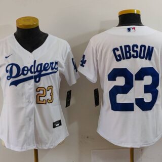 Women's Los Angeles Dodgers #23 Kirk Gibson White Stitched Jersey(Run Small)