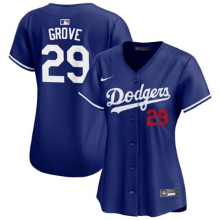 Women's Los Angeles Dodgers #29 Michael Grove Blue Stitched Baseball Jersey