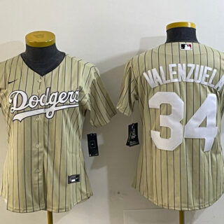 Women's Los Angeles Dodgers #34 Fernando Valenzuela Authentic Collection Stitched MLB Jersey