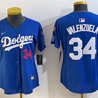 Women's Los Angeles Dodgers #34 Toro Valenzuela Royal 2024 World Series With Fernando Memorial Patch Alternate Limited Stitched Baseball Jersey(Run Small)