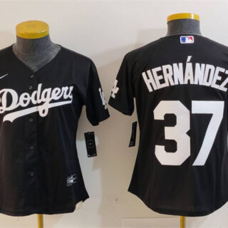 Women's Los Angeles Dodgers #37 Teoscar Hernandez Black Stitched Jersey(Run Small)