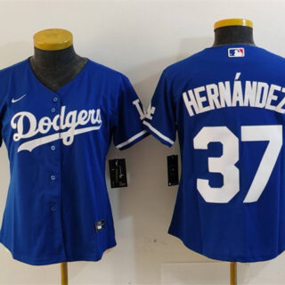 Women's Los Angeles Dodgers #37 Teoscar Hernandez Blue Stitched Jersey(Run Small)