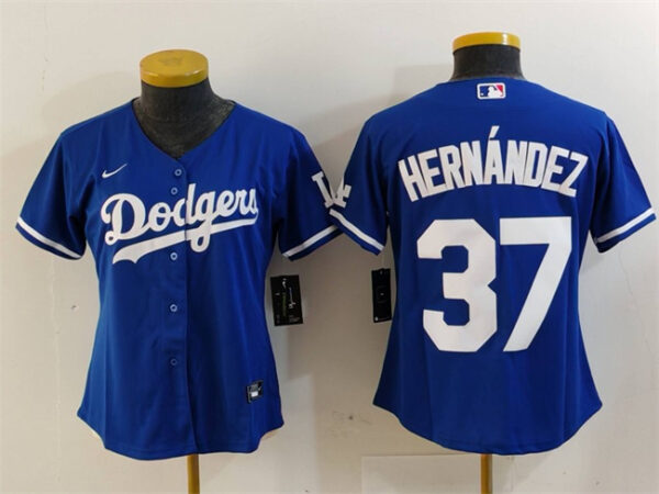 Women's Los Angeles Dodgers #37 Teoscar Hernandez Blue Stitched Jersey(Run Small)