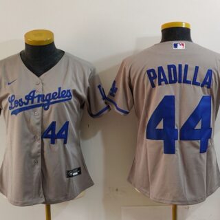 Women's Los Angeles Dodgers #44 Vicente Padilla Grey Stitched Jersey(Run Small)