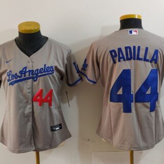 Women's Los Angeles Dodgers #44 Vicente Padilla Grey Stitched Jersey(Run Small)