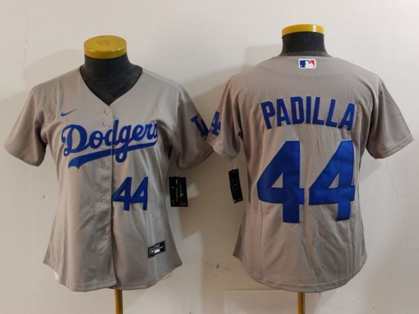Women's Los Angeles Dodgers #44 Vicente Padilla Grey Stitched Jersey(Run Small)