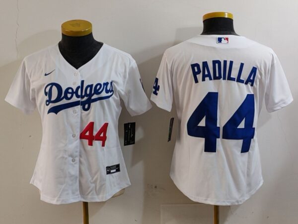 Women's Los Angeles Dodgers #44 Vicente Padilla White Stitched Jersey(Run Small)