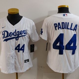 Women's Los Angeles Dodgers #44 Vicente Padilla White Stitched Jersey(Run Small)