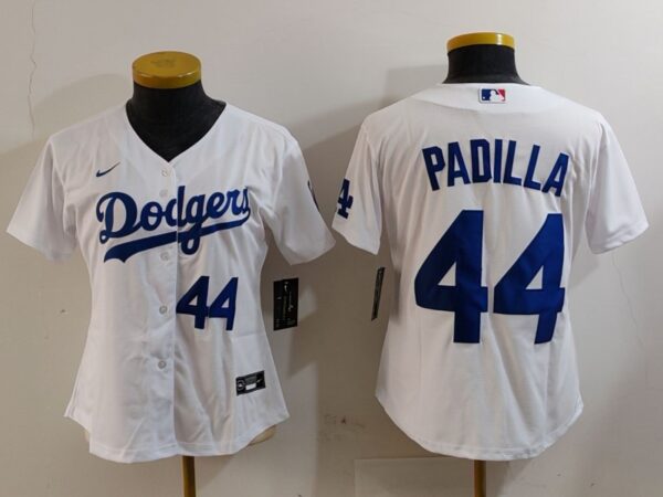 Women's Los Angeles Dodgers #44 Vicente Padilla White Stitched Jersey(Run Small)