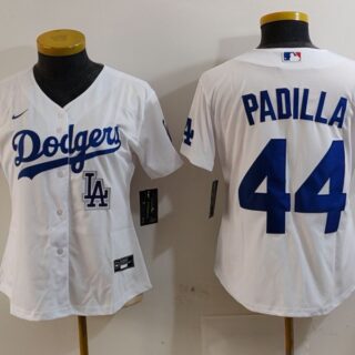 Women's Los Angeles Dodgers #44 Vicente Padilla White Stitched Jersey(Run Small)