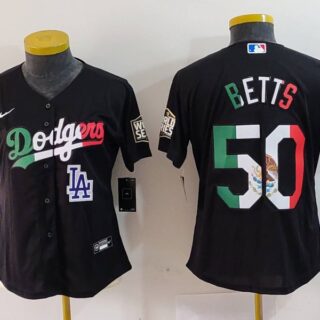 Women's Los Angeles Dodgers #50 Mookie Betts Black Mexico Stitched Jersey(Run Small)