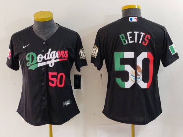Women's Los Angeles Dodgers #50 Mookie Betts Black Mexico Stitched Jersey(Run Small)