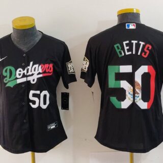 Women's Los Angeles Dodgers #50 Mookie Betts Black Mexico Stitched Jersey(Run Small)