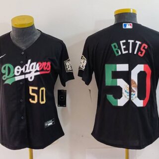 Women's Los Angeles Dodgers #50 Mookie Betts Black Mexico Stitched Jersey(Run Small)