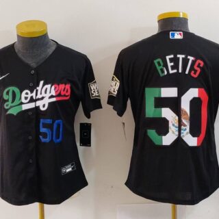 Women's Los Angeles Dodgers #50 Mookie Betts Black Mexico Stitched Jersey(Run Small)