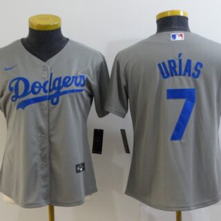 Women's Los Angeles Dodgers #7 Julio Urias Grey Cool Base Stitched Jersey(Run Small)