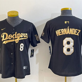 Women's Los Angeles Dodgers #8 Enrique Hernandez Black Gold Limited Stitched Baseball Jersey(Run Small)