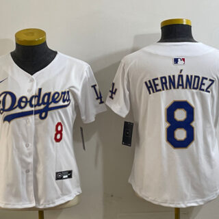 Women's Los Angeles Dodgers #8 Enrique Hernandez white 2024 Jackie Robinson Patch Limited Stitched Jersey