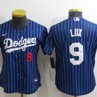 Women's Los Angeles Dodgers #9 Gavin Lux Blue Stitched Baseball Jersey(Run Small)