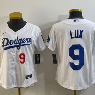 Women's Los Angeles Dodgers #9 lux White Cool Base Stitched Baseball Jerseys
