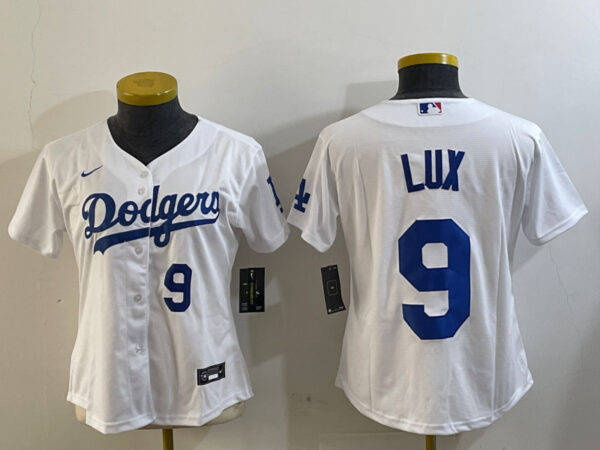 Women's Los Angeles Dodgers #9 lux White Cool Base Stitched Baseball Jerseys