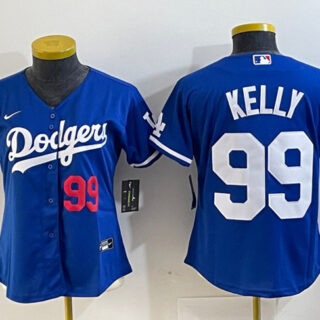 Women's Los Angeles Dodgers #99 Joe Kelly Blue With Patch Stitched Jersey(Run Small)