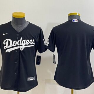 Women's Los Angeles Dodgers Blank Black Stitched Baseball Jersey(Run Small)