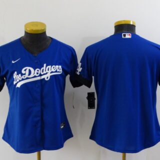 Women's Los Angeles Dodgers Blank Blue 2021 City Connect Cool Base Stitched Jersey
