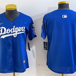 Women's Los Angeles Dodgers Blank Royal 2024 World Series With Fernando Memorial Patch Alternate Limited Stitched Baseball Jersey(Run Small)