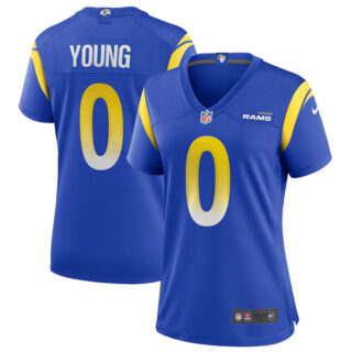 Women's Los Angeles Rams #0 Byron Young Blue Stitched Game Jersey(Run Small)