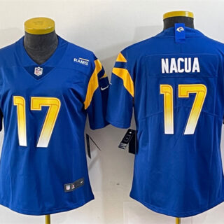 Women's Los Angeles Rams #17 Puka Nacua Blue Vapor Untouchable Limited Stitched Jersey(Run Small)